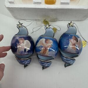 Bradford Starlight Blessings Angel Porcelain Ornament Set 2001 COA Box